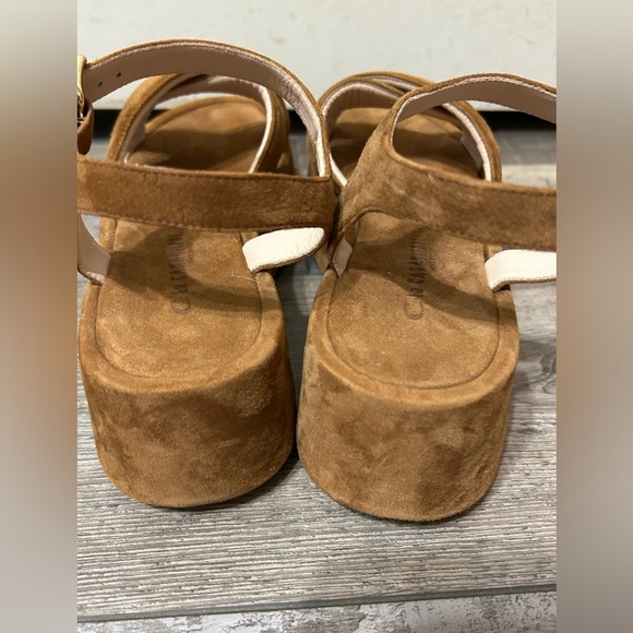 La Canadienne Kinsley Chestnut Suede Platform Strappy ankle Sandals Size 38 - Picture 9 of 12